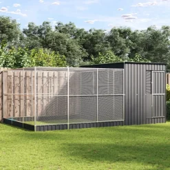 vidaXL Volière avec extension argenté 497x303x216 cm acier