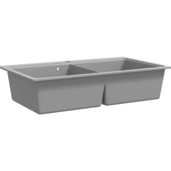 vidaXL Évier de cuisine encastrable à 2 bacs en granite blanc