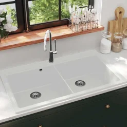 vidaXL Évier de cuisine encastrable à 2 bacs en granite