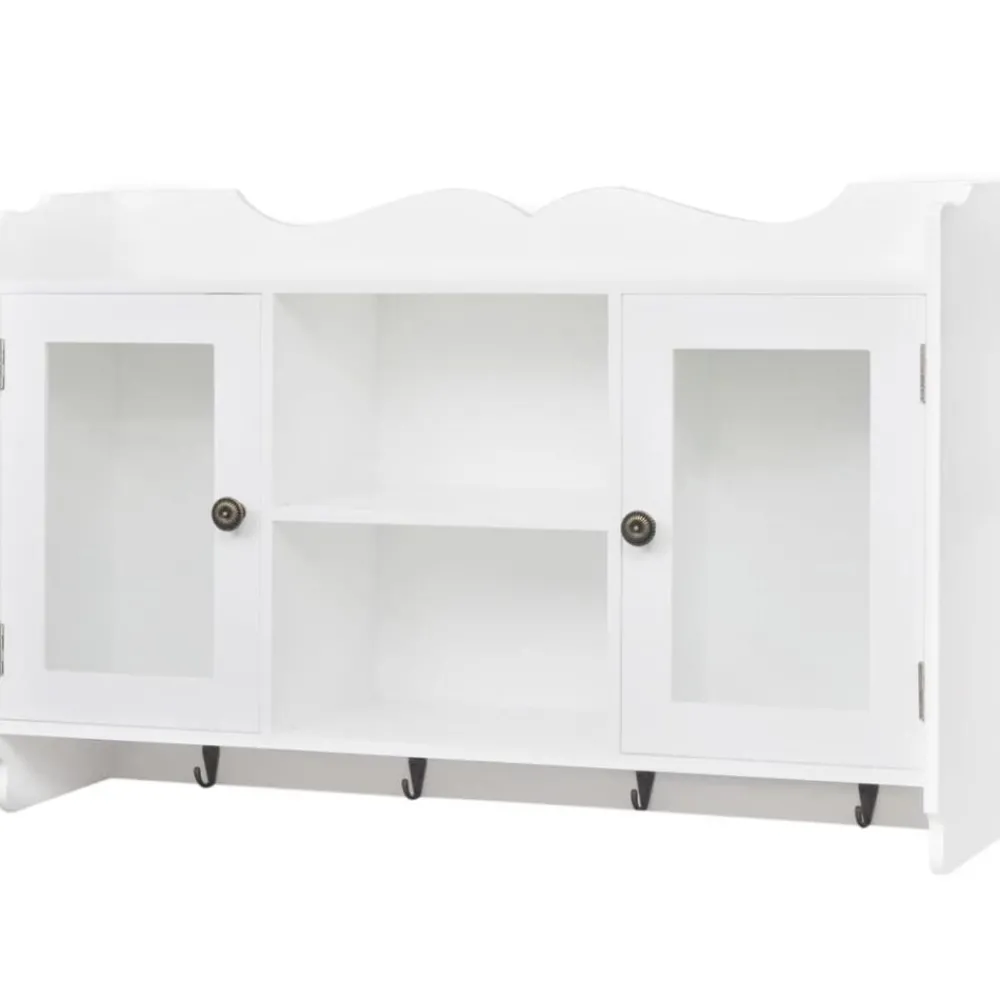 vidaXL Vitrine murale avec étagère de Livre / DVD / Verre en MDF Blanc